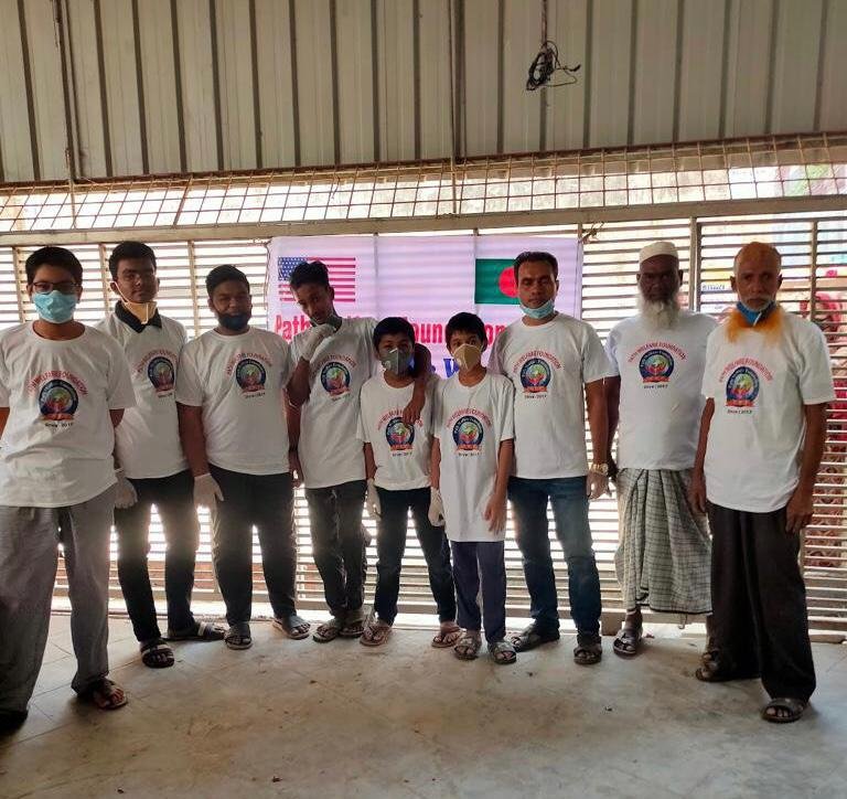 Volunteers preparing supplies for distribution